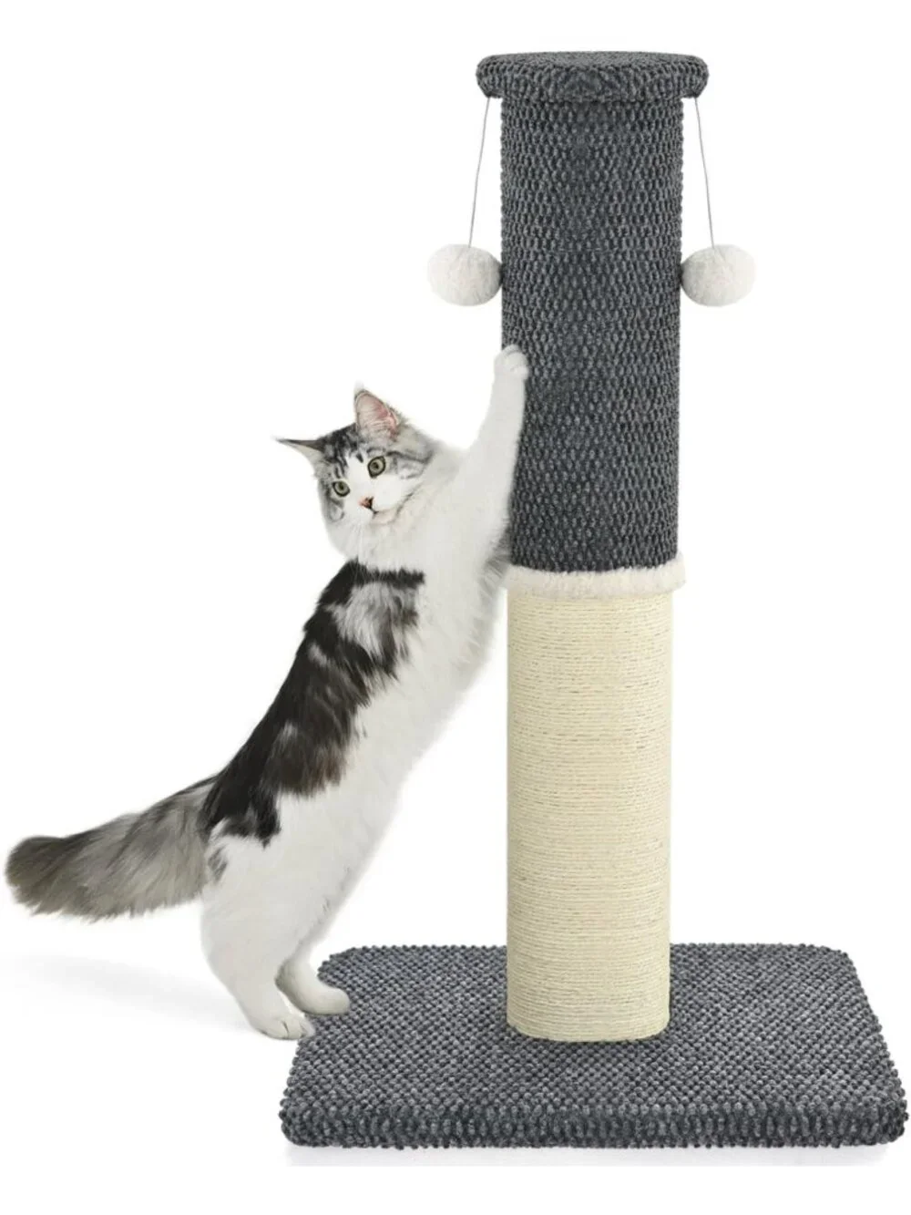 Tall Cat Scratching Post with Sisal & Carpet, 33
